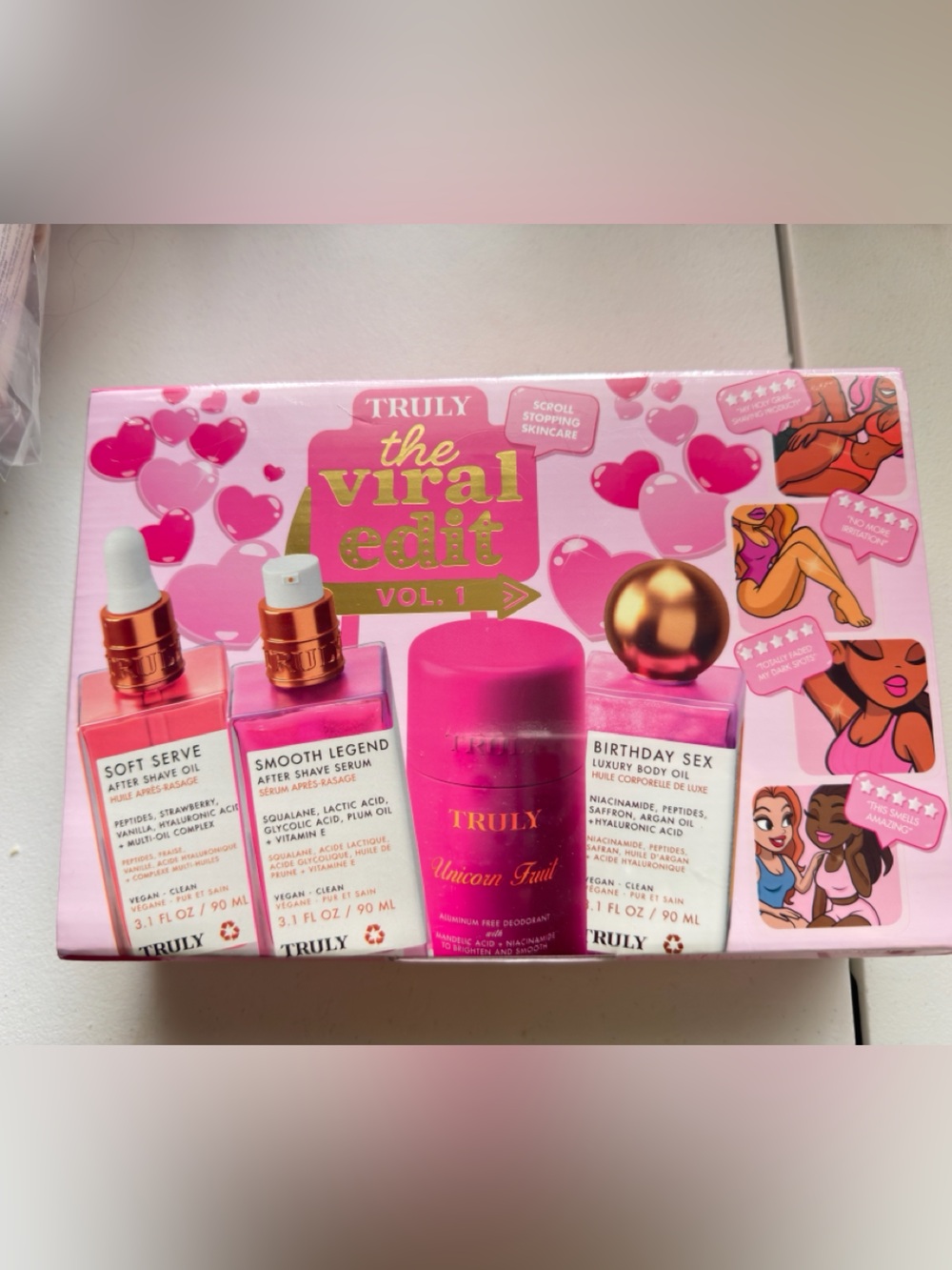 TRULY Pink Bath & Body Set with Gold Accents